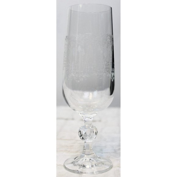 VTG 1980s Cascade Etched Fluted Champagne Glass Czech Import Assoc IMACAS - Picture 3 of 9
